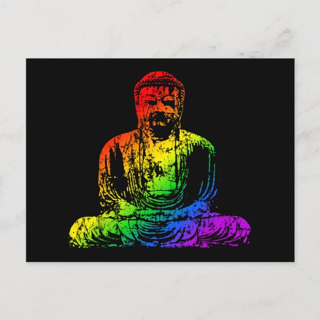 Rainbow Buddha Statue Postkarte (Vorderseite)