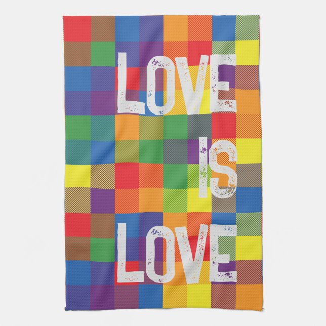 Rainbow Buffalo Karo Pride Kariert Personalize Geschirrtuch (Vertikal)