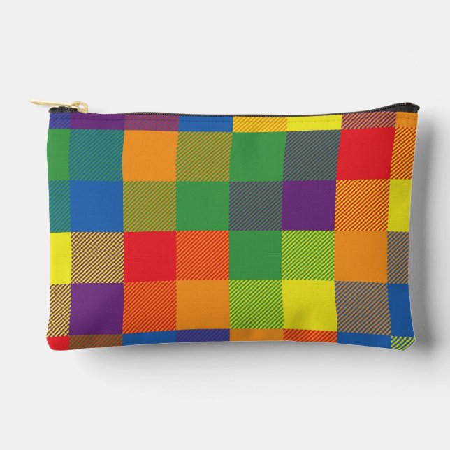 Rainbow Buffalo Karo Prix Kariert farbenfroh Zubehörtasche (Vorderseite)