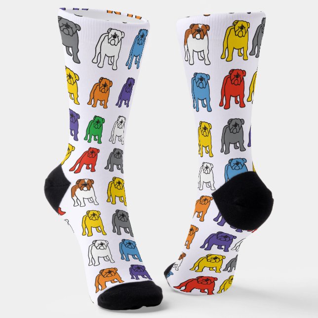 Rainbow Bulldog Hunde Hunde Rainbow Gemischte Rass Socken (Gewinkelt)