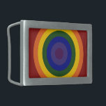 Rainbow Bullseye Rechteckige Gürtelschnalle<br><div class="desc">Konzentrische Kreise bilden einen regenbogenfarbenen Stierkampf. Der äußerste Kreis ist rot,  gefolgt von orange,  gelb,  grün,  blau,  indigo und endet mit violett in der Mitte. Feiern Sie Ihren LGBT-Stolz oder Ihre Liebe von Regenbogen! Digitales 7500 x 7500 Pixel Bild. Copyright ©2011 Claire E. Skinner,  Alle Rechte vorbehalten.</div>