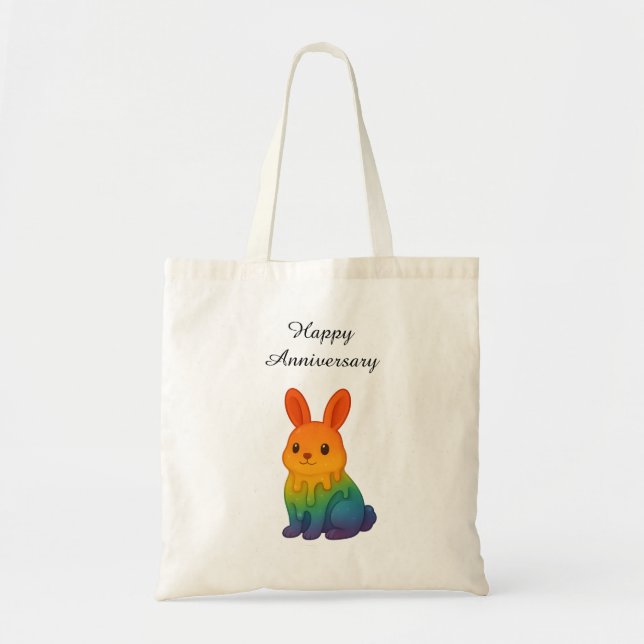 Rainbow Bunny - glücklicher Jahrestag Tragetasche (Vorne)