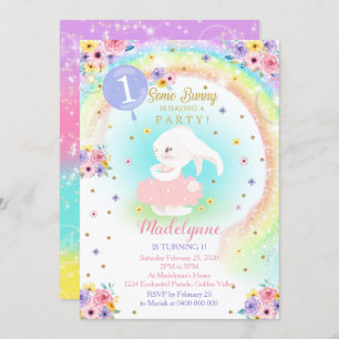 Rainbow Bunny Invitation Bunny Anniversaire