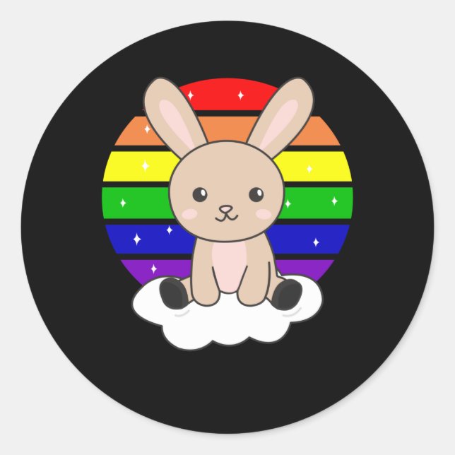 Rainbow Bunny Sweet Kanbits for Children Runder Aufkleber (Vorderseite)