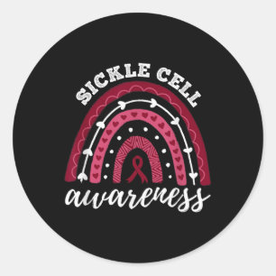 Rainbow Burgundy Ribbon Sickle Cell Awareness Runder Aufkleber