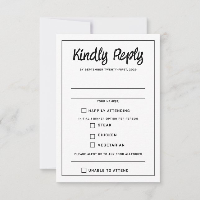 Rainbow Burst Food Choice RSVP Card Karte (Vorderseite)
