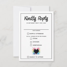 Rainbow Burst Food Choice RSVP Card Karte