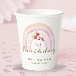 Rainbow Butterfells Geburtstagsparty Pastel Pinks Pappbecher