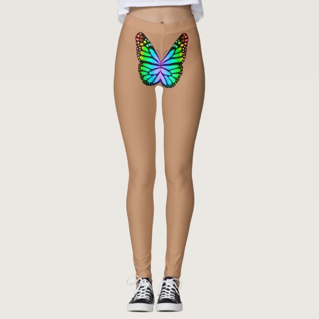 Rainbow Butterfly Bare Legs Leggings (Vorderseite)