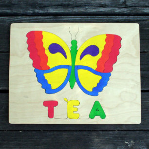 Rainbow-Butterfly-Bildername Puzzle aus Holz