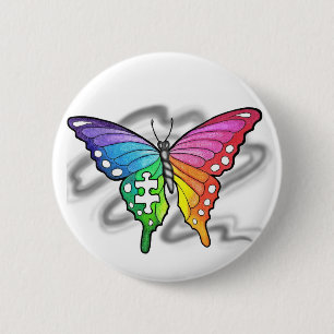 Rainbow Butterfly Button