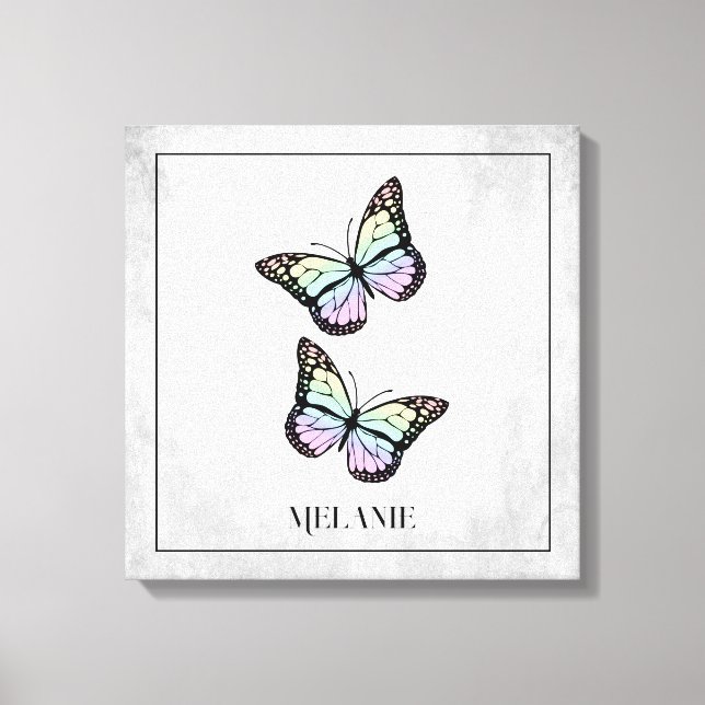 Rainbow Butterfly Floral Canvas Print Leinwanddruck (Vorderseite)