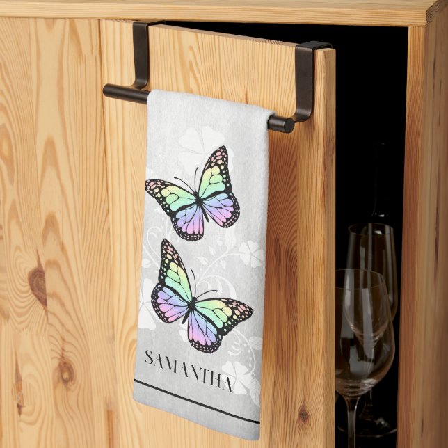 Rainbow Butterfly Floral Küchentuch (Drittel gefaltet)