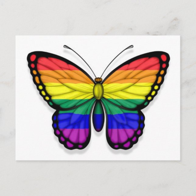 Rainbow Butterfly Gay Pride Flag Postkarte (Vorderseite)