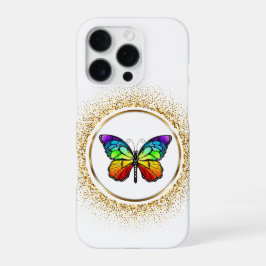 Rainbow Butterfly in a Golden Circle  iPhone 16 Pro Hülle