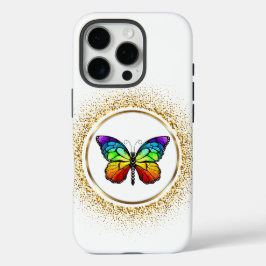 Rainbow Butterfly in a Golden Circle  iPhone 16 Pro Hülle