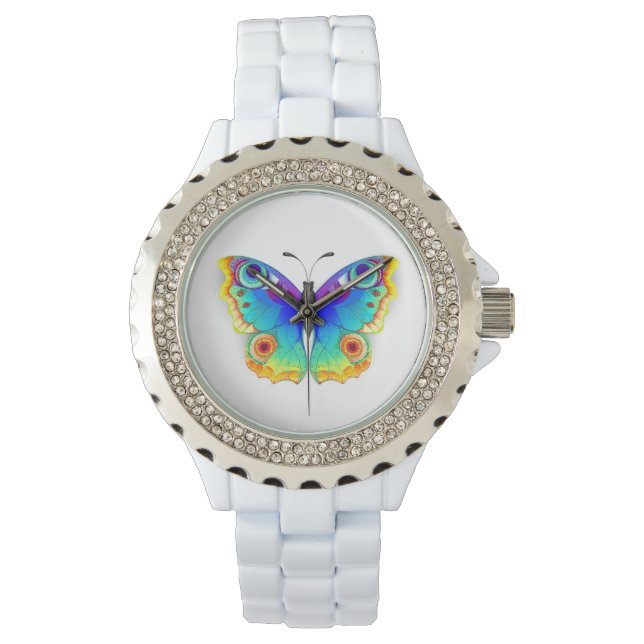 Rainbow Butterfly Peacock Eye Armbanduhr (Vorderseite)