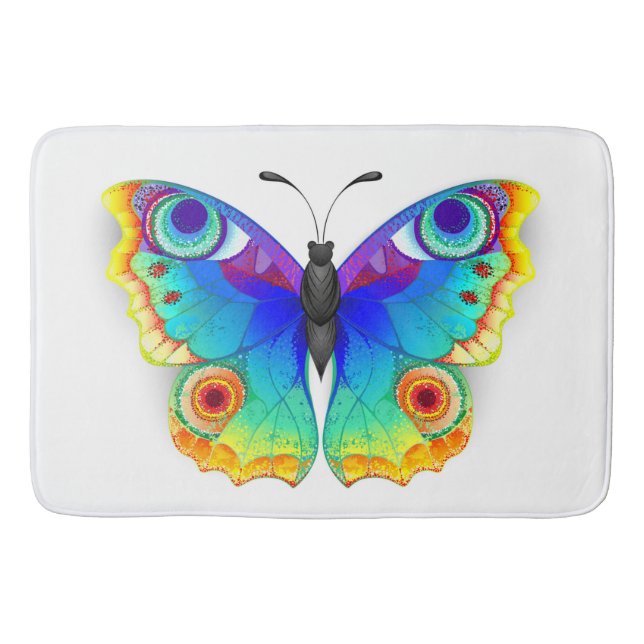 Rainbow Butterfly Peacock Eye Badematte (Vorderseite)