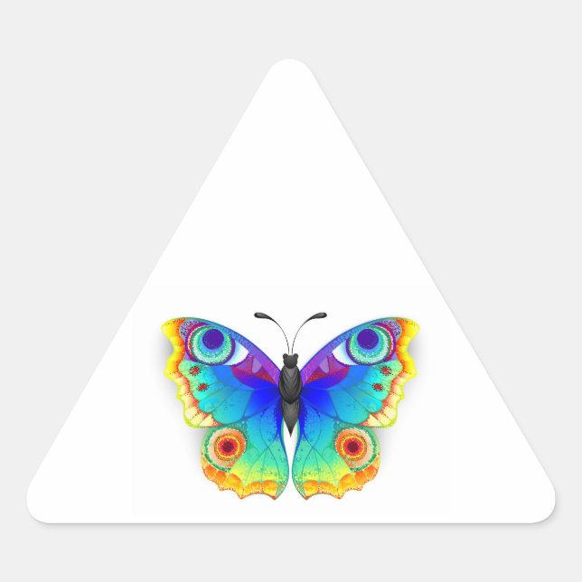 Rainbow Butterfly Peacock Eye Dreieckiger Aufkleber (Vorderseite)