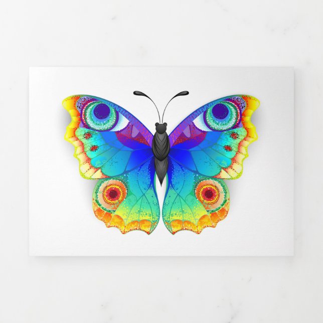 Rainbow Butterfly Peacock Eye Dreifach Gefaltete Ankündigung (Cover)