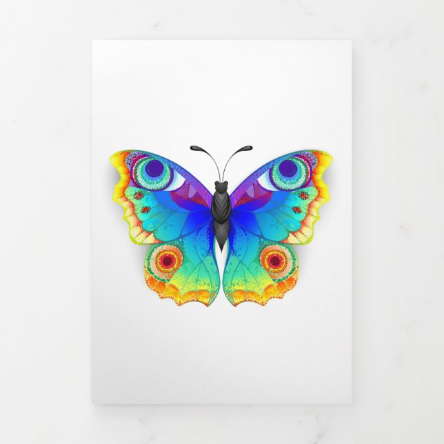 Rainbow Butterfly Peacock Eye Dreifach Gefaltete Ankündigung (Cover)