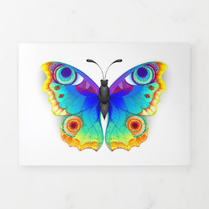 Rainbow Butterfly Peacock Eye Dreifach-gefaltete Programmkarte