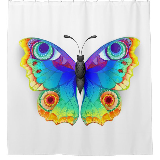 Rainbow Butterfly Peacock Eye Duschvorhang (Vorderseite)