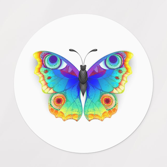Rainbow Butterfly Peacock Eye Etiketten (Design 1)