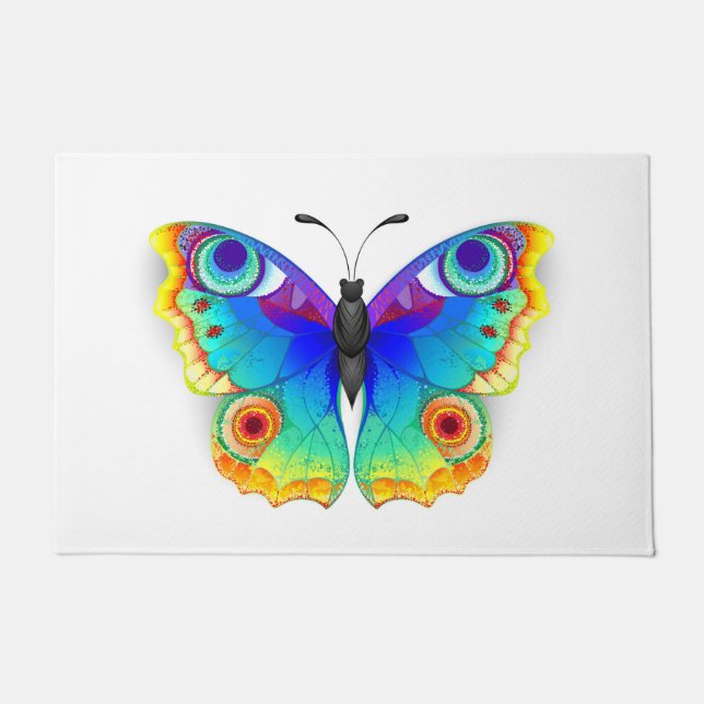 Rainbow Butterfly Peacock Eye Fußmatte (Vorderseite)