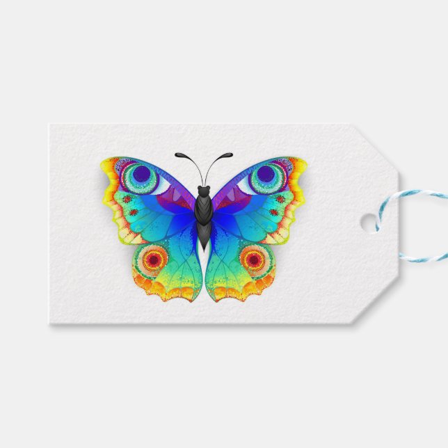 Rainbow Butterfly Peacock Eye Geschenkanhänger (Vorderseite (Horizontal))