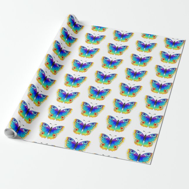 Rainbow Butterfly Peacock Eye Geschenkpapier (Ungerollt)