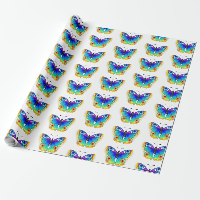 Rainbow Butterfly Peacock Eye Geschenkpapier (Ungerollt)