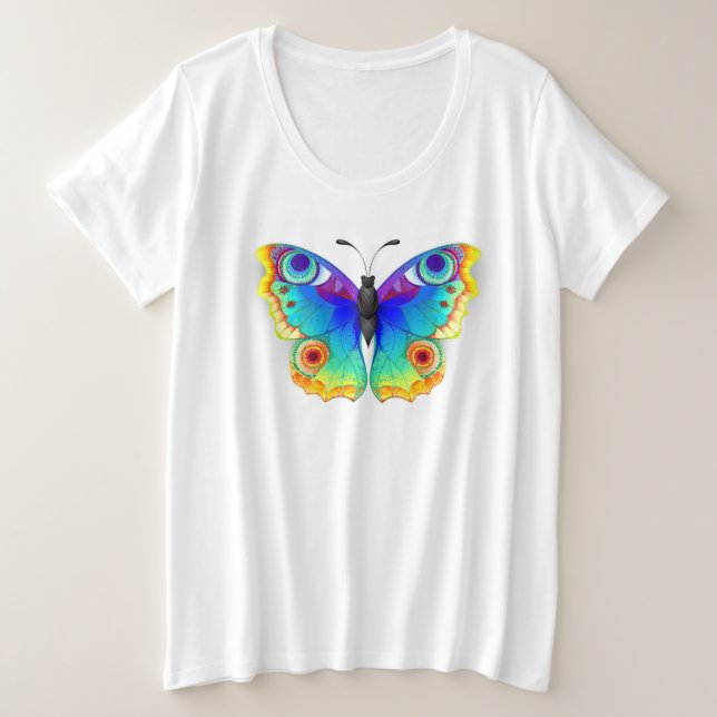 Rainbow Butterfly Peacock Eye Große Größe T-Shirt (Design vorne)
