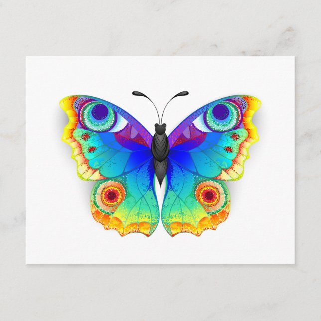 Rainbow Butterfly Peacock Eye Hinweiskarte (Vorderseite)