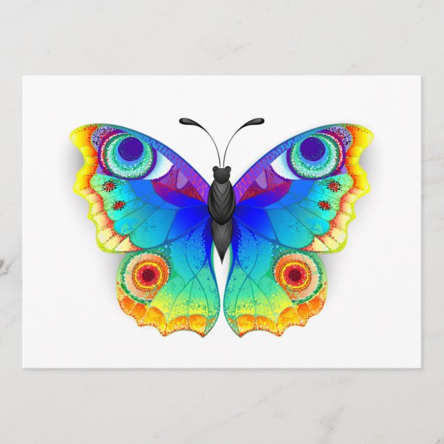 Rainbow Butterfly Peacock Eye Hinweiskarte (Vorderseite)