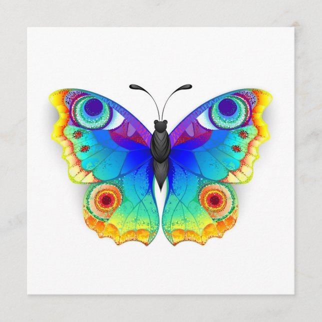 Rainbow Butterfly Peacock Eye Hinweiskarte (Vorderseite)
