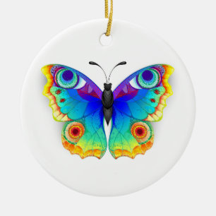 Rainbow Butterfly Peacock Eye Keramik Ornament