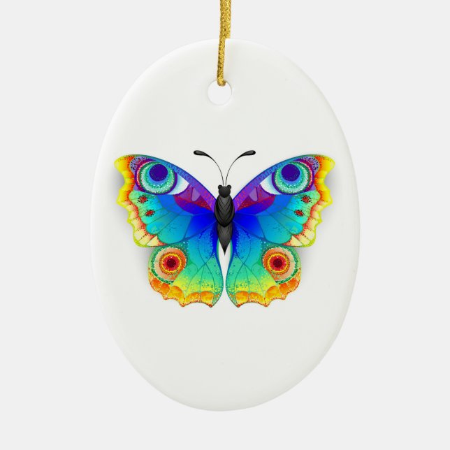 Rainbow Butterfly Peacock Eye Keramik Ornament (Vorne)