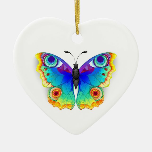 Rainbow Butterfly Peacock Eye Keramik Ornament (Vorne)