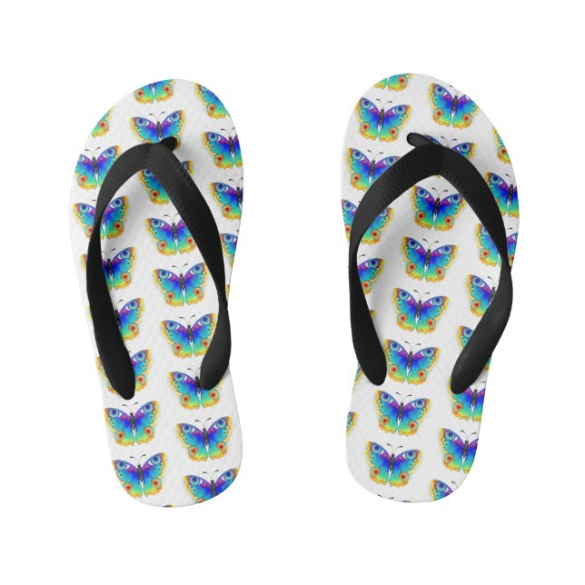 Rainbow Butterfly Peacock Eye Kinderbadesandalen (Fußbett)