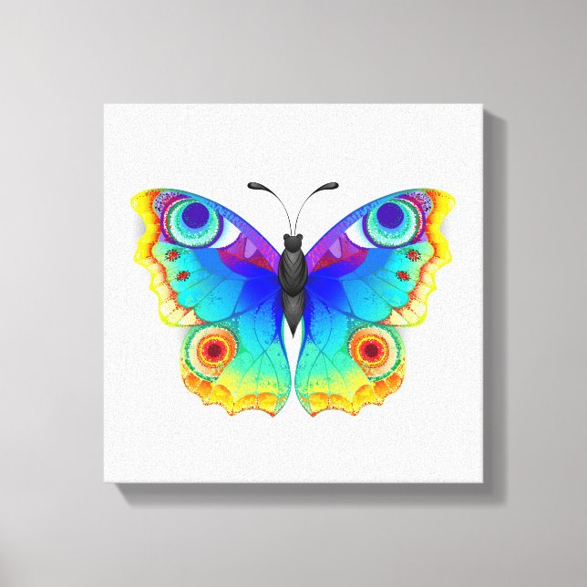 Rainbow Butterfly Peacock Eye Leinwanddruck (Vorderseite)
