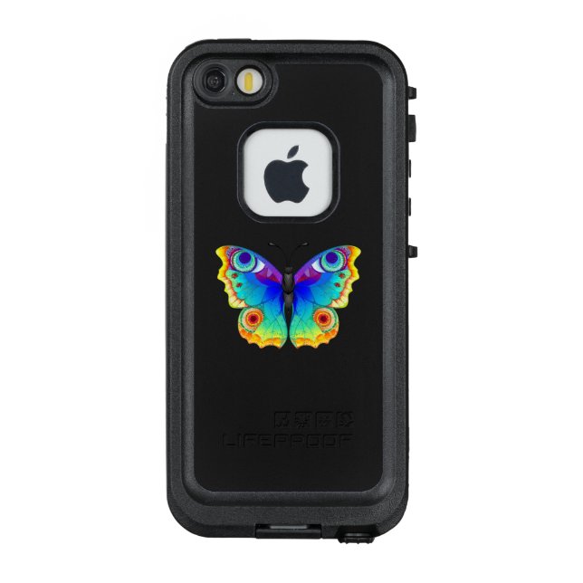 Rainbow Butterfly Peacock Eye LifeProof iPhone Hülle (Rückseite)
