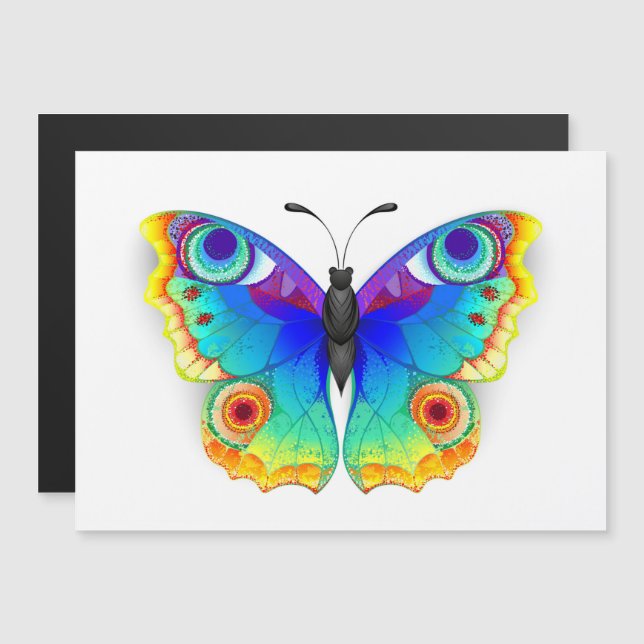 Rainbow Butterfly Peacock Eye Magneteinladung (Vorne/Hinten)