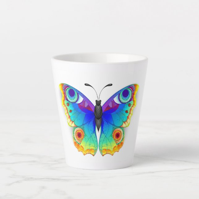 Rainbow Butterfly Peacock Eye Milchtasse (Vorderseite)