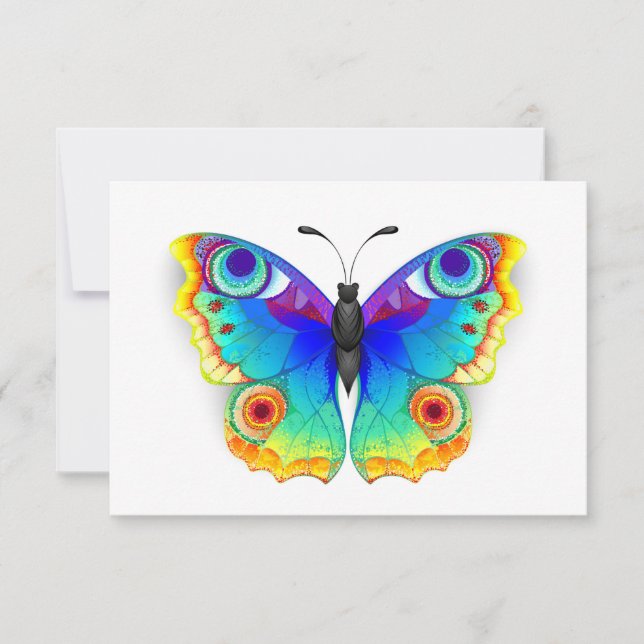 Rainbow Butterfly Peacock Eye Mitteilungskarte (Vorderseite)