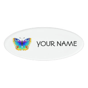 Rainbow Butterfly Peacock Eye Namenschild