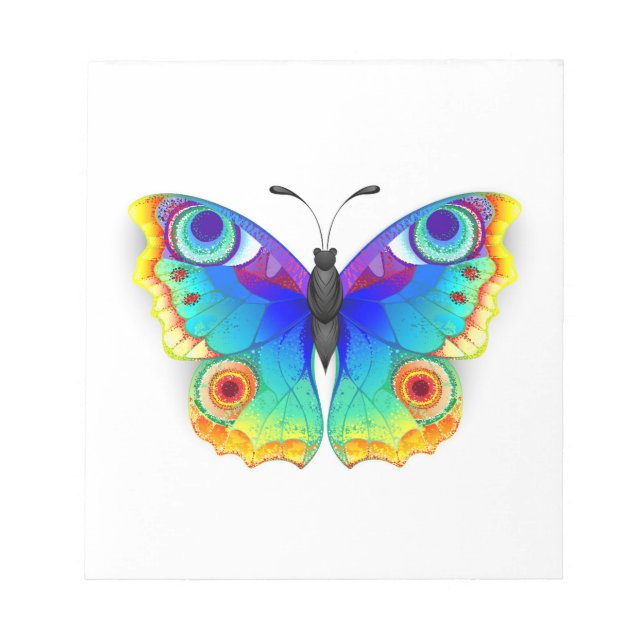 Rainbow Butterfly Peacock Eye Notizblock (Vorderseite)