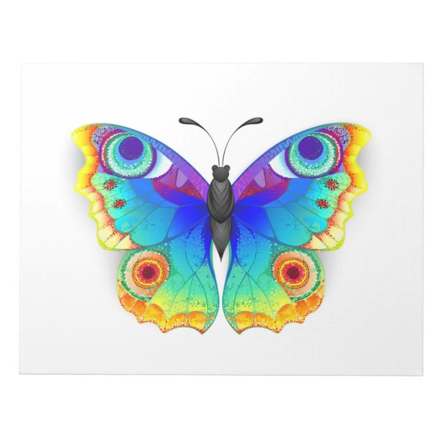 Rainbow Butterfly Peacock Eye Notizblock (Vorderseite)
