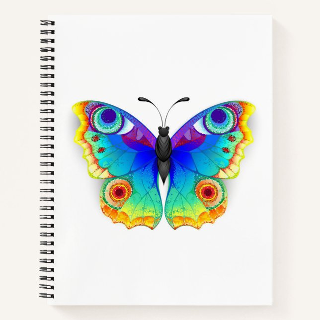 Rainbow Butterfly Peacock Eye Notizbuch (Vorderseite)