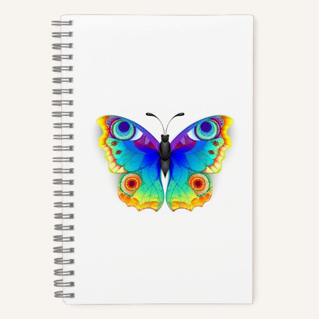 Rainbow Butterfly Peacock Eye Notizbuch (Vorderseite)